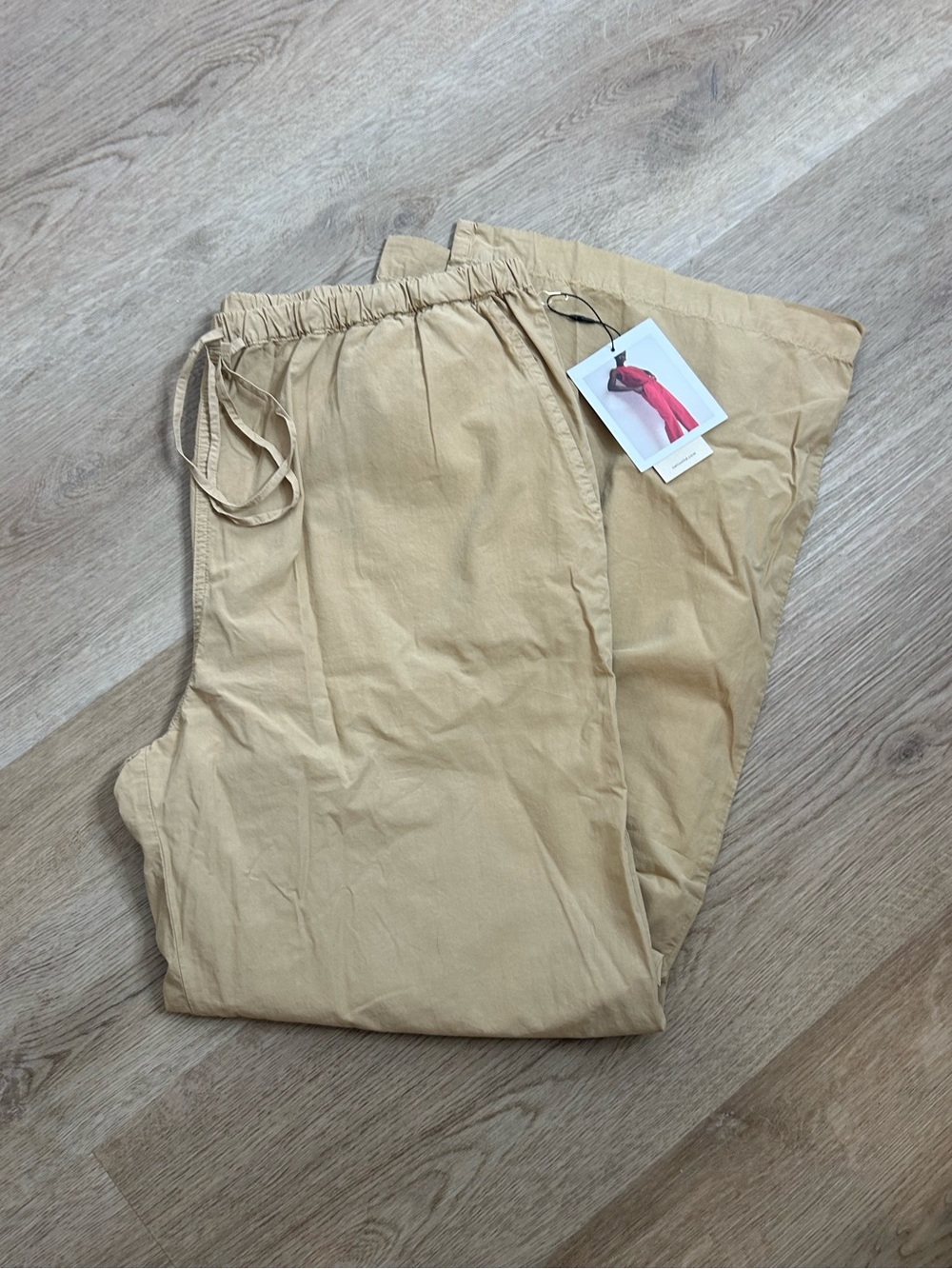 NWT Nation LA 100% Pima Cotton Lucia Drawstring Wide Leg Pant in Toffee
